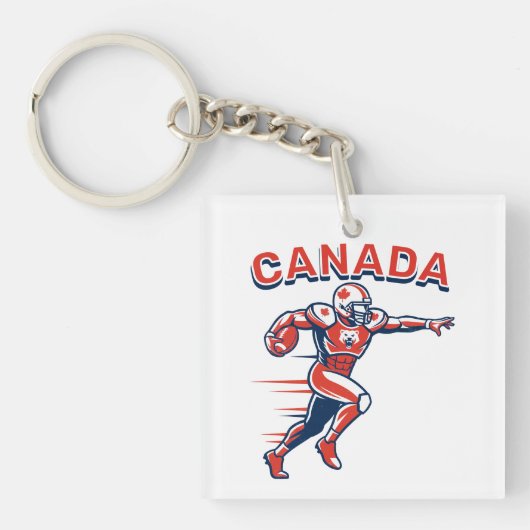 Team Canada Football Dynamic Patriotic Athlete Art キーホルダー (正面)