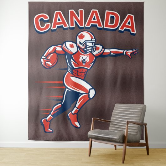 Team Canada Football Dynamic Patriotic Athlete Art タペストリー (インサイチュ)