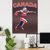Team Canada Football Dynamic Patriotic Athlete Art ポスター (ホームオフィス)