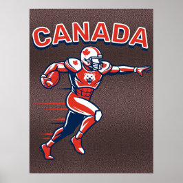 Team Canada Football Dynamic Patriotic Athlete Art ポスター