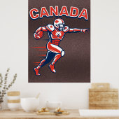 Team Canada Football Dynamic Patriotic Athlete Art ポスター (キッチン)