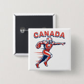 Team Canada Football Dynamic Patriotic Athlete Art 缶バッジ (正面&裏面)