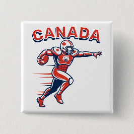 Team Canada Football Dynamic Patriotic Athlete Art 缶バッジ