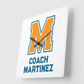 Team Colors Monogram Name スクエア壁時計 (傾斜)