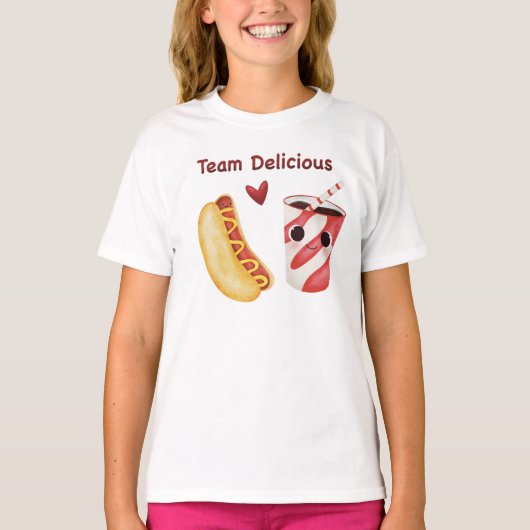 Team Delicious Cute Food Shirt for Kids Tシャツ (正面)
