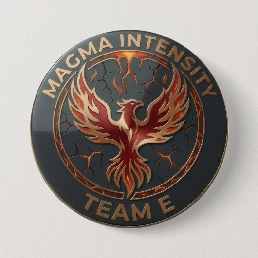 Team E – MAGMA INTENSITY Emblem | Fiery Power Lead 缶バッジ (正面)