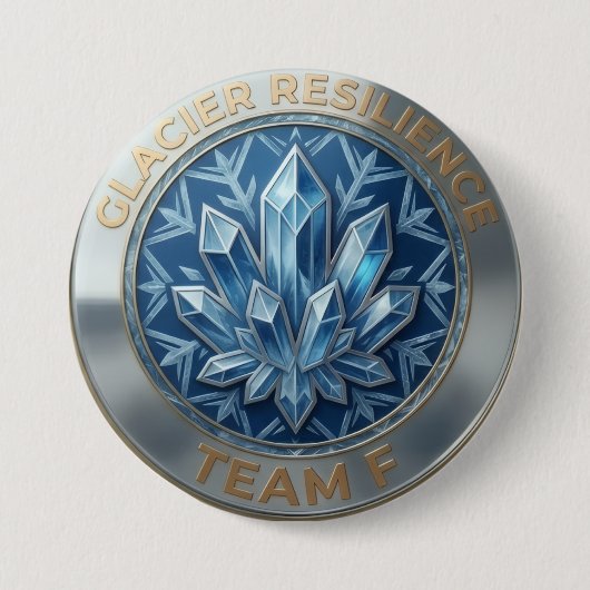 Team F – Glacier Resilience Emblem | Ice Strength  缶バッジ (正面)