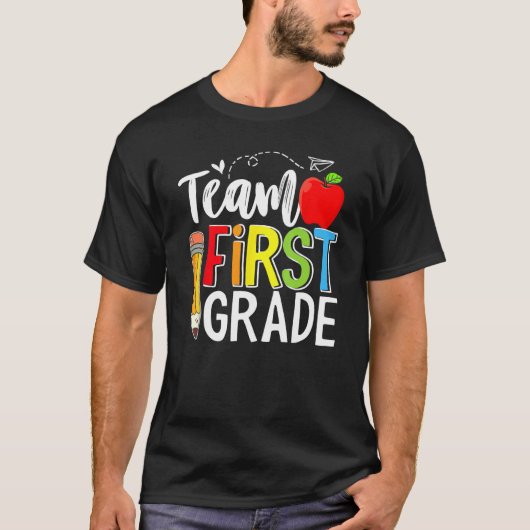 Team First Grade Shirt Teacher Student Kids Back T Tシャツ (正面)