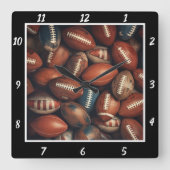 Team Football Sports スクエア壁時計 (正面)
