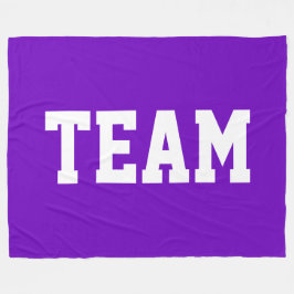 TEAM Fun Bold White Athletic Text On Bright Purple フリースブランケット
