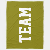 TEAM Fun Bold White Athletic Text On Golden Olive フリースブランケット (正面)