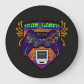 Team Gamer, déco gaming manette rétro ラージ壁時計 (正面)