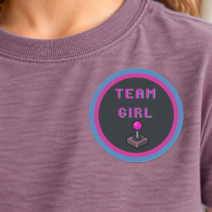 Team Girl レトロ アーケード ジェンダーリビール パーティー ステッカー
