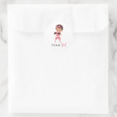Team Girl Boxing Baby Gender Reveal Stickers ラウンドシール (バッグ)