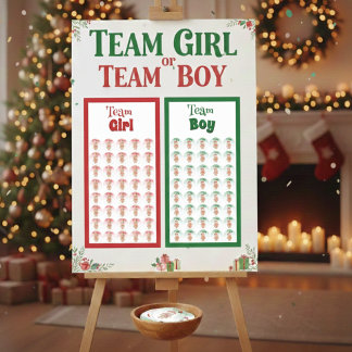 Team Girl: Christmas Gender Reveal Stickers ラウンドシール