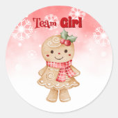 Team Girl: Christmas Gender Reveal Stickers ラウンドシール (正面)