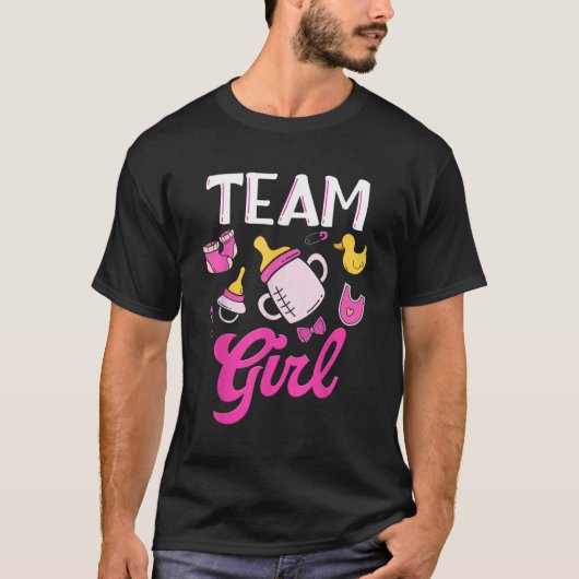 Team Girl Gender Reveal Party Baby Shower Matching Tシャツ (正面)
