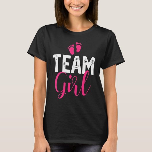 Team Girl Gender Reveal Pregnancy Announcement Bab Tシャツ (正面)