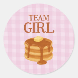 Team Girl Pancake Brunch Theme Gender Reveal ラウンドシール