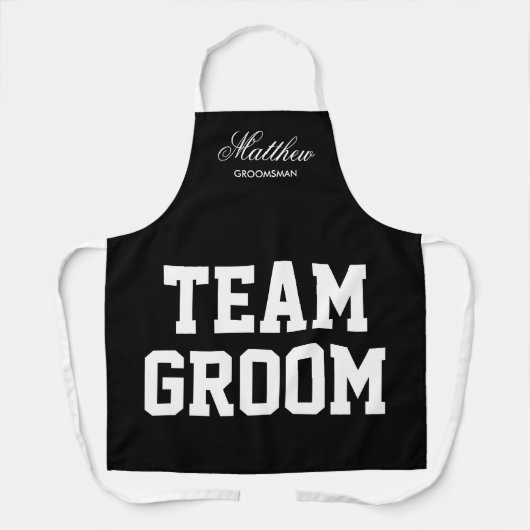 Team GroomsmenのGroomsmenの結婚式パーティーのパーティー エプロン (正面)