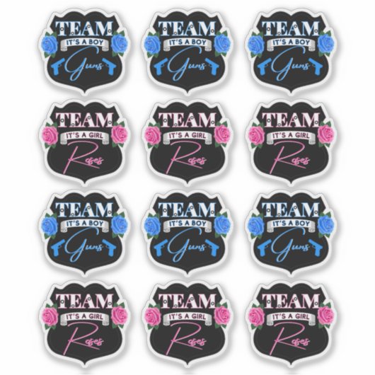 Team Guns vs Team Roses Gender Reveal Party シール (正面)