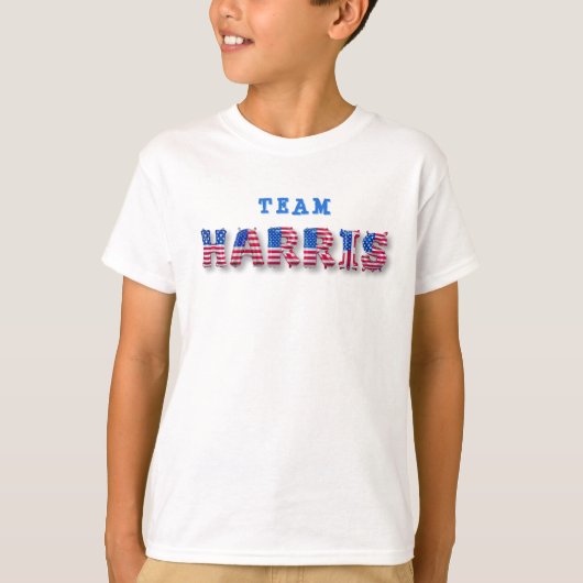 TEAM HARRISカマラハリス米国国旗のバルーンアルファベット Tシャツ (正面)