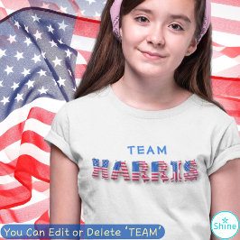 TEAM HARRIS米国国旗のバルーンレターKamala Harris Tシャツ