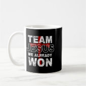 Team Jesus 私たちはすでに勝利している キリスト教の信仰 十字架 コーヒーマグカップ (左)