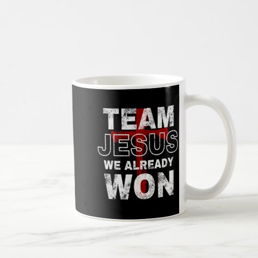 Team Jesus 私たちはすでに勝利している キリスト教の信仰 十字架 コーヒーマグカップ (右)