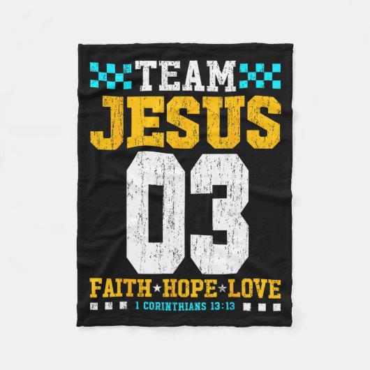 Team Jesus 03 信仰 希望 愛 キリスト教 聖書の詩 フリースブランケット (正面)