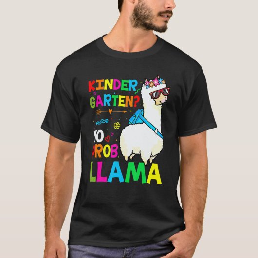 Team Kindergarten Teacher Rainbow No Prob Llama 10 Tシャツ (正面)
