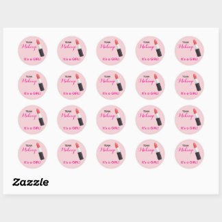 TEAM MAKEUP Stickers for Gender Reveal Party ラウンドシール