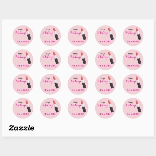 TEAM MAKEUP Stickers for Gender Reveal Party ラウンドシール (シート)