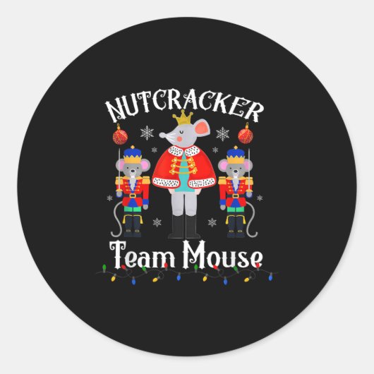 Team Mouse Nutcracker Christmas Dance Funny Soldie ラウンドシール (正面)