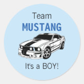 Team Mustang Stickers for Gender Reveal  ラウンドシール (正面)