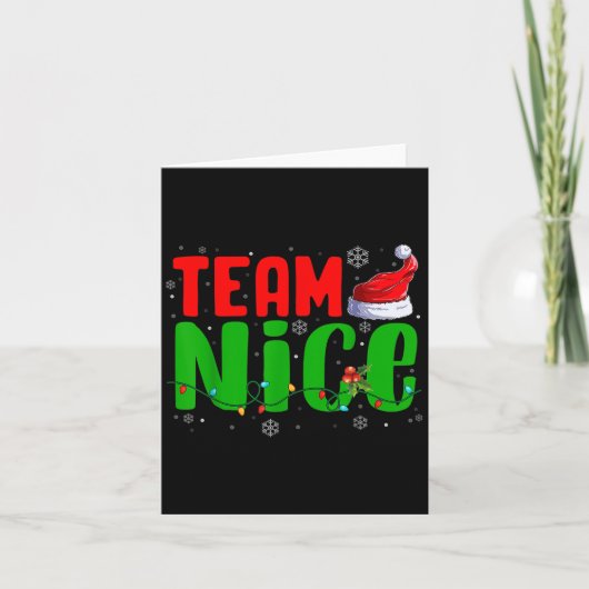 Team Naughty Nice Santa Hat Funny Christmas Matchi カード (正面)