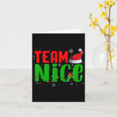 Team Naughty Nice Santa Hat Funny Christmas Matchi カード (黄色い花)