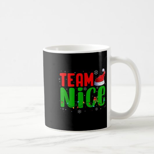 Team Naughty Nice Santa Hat Funny Christmas Matchi コーヒーマグカップ (右)