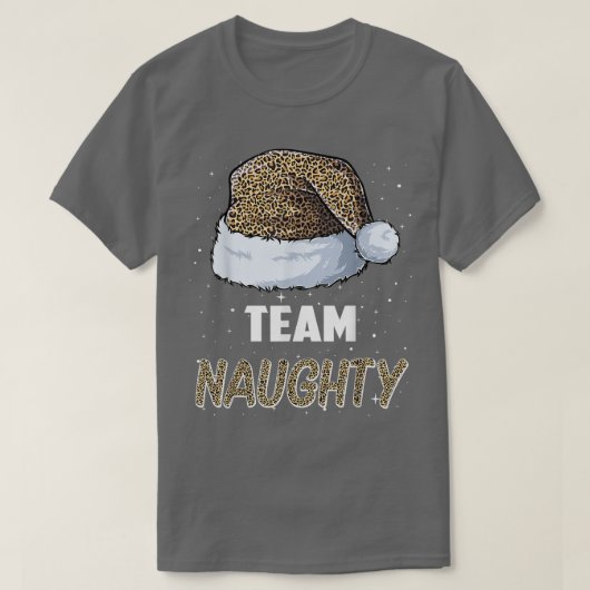 Team Naughty Santa leopard hat Pajamas Family Xmas Tシャツ (デザイン正面)