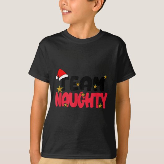 Team Naughty Shirt Funny Matching Christmas Family Tシャツ (正面)