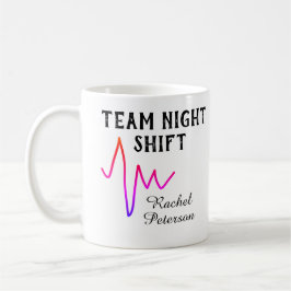 Team night shift nurse doctor medical name heart l コーヒーマグカップ