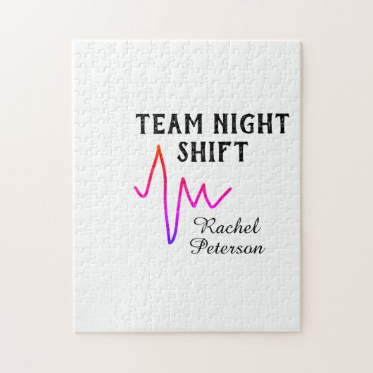 Team night shift nurse doctor medical name heart l ジグソーパズル (縦)