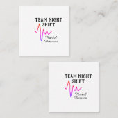 Team night shift nurse doctor medical name heart l スクエア名刺 (正面/裏面)