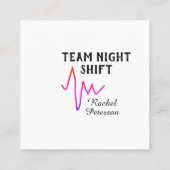 Team night shift nurse doctor medical name heart l スクエア名刺 (裏面)