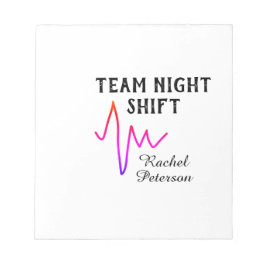 Team night shift nurse doctor medical name heart l ノートパッド