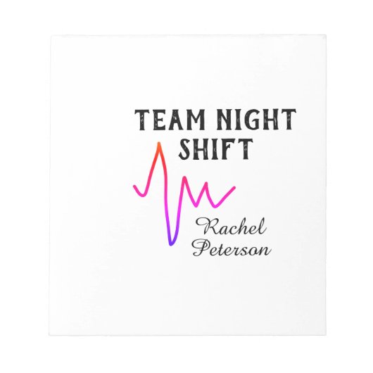 Team night shift nurse doctor medical name heart l ノートパッド (正面)