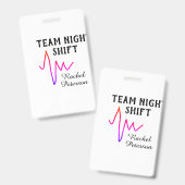 Team night shift nurse doctor medical name heart l バッジ (正面＆裏面)