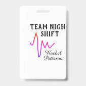 Team night shift nurse doctor medical name heart l バッジ (裏面)