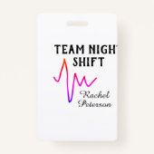 Team night shift nurse doctor medical name heart l バッジ (裏面)
