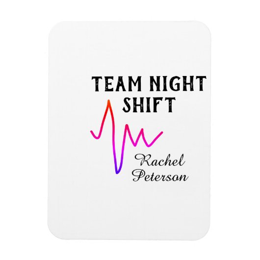 Team night shift nurse doctor medical name heart l マグネット (縦)